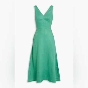 SALONI Green V-Neck Midi Dress